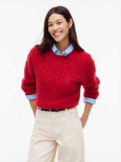 Crest Cable Knit Alpaca Wool Blend Jumper — Red 1
