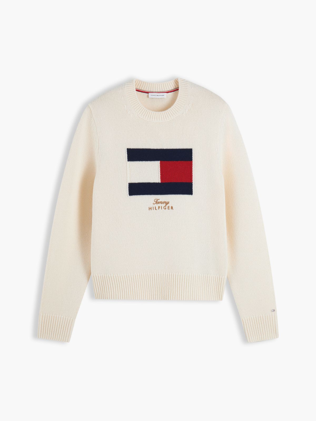 Flag Logo Embroidery Jumper With Cashmere — Yellow