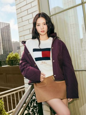 yellow flag logo embroidery jumper with cashmere for women tommy hilfiger