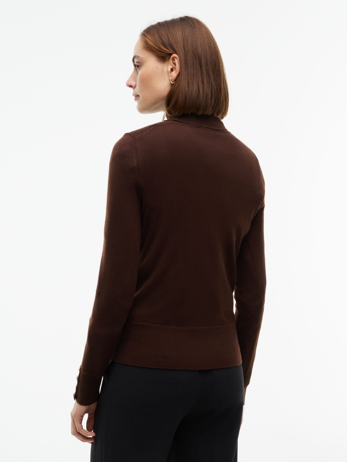 Pure Wool Slim Turtleneck Jumper — Brown