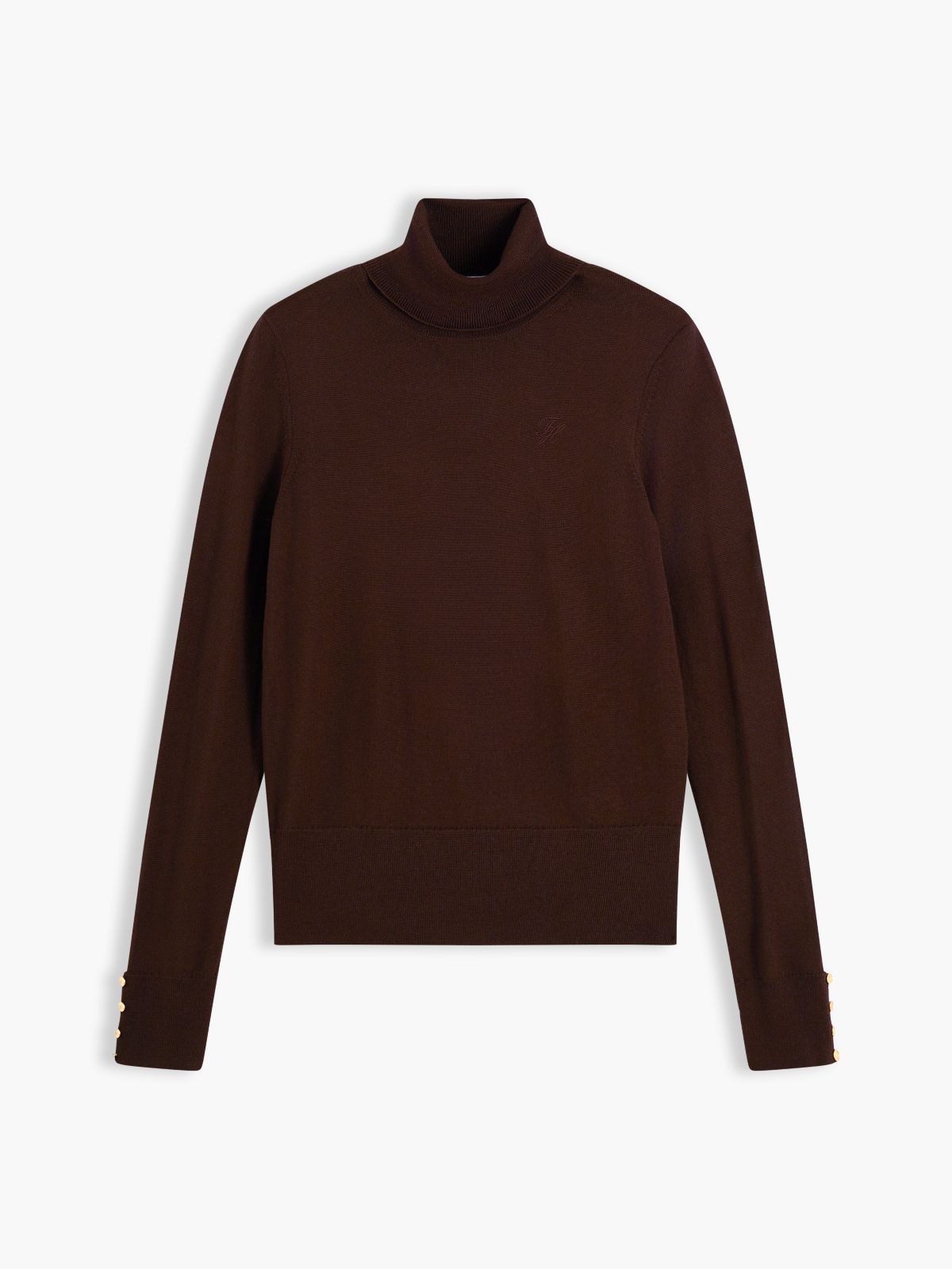Pure Wool Slim Turtleneck Jumper — Brown