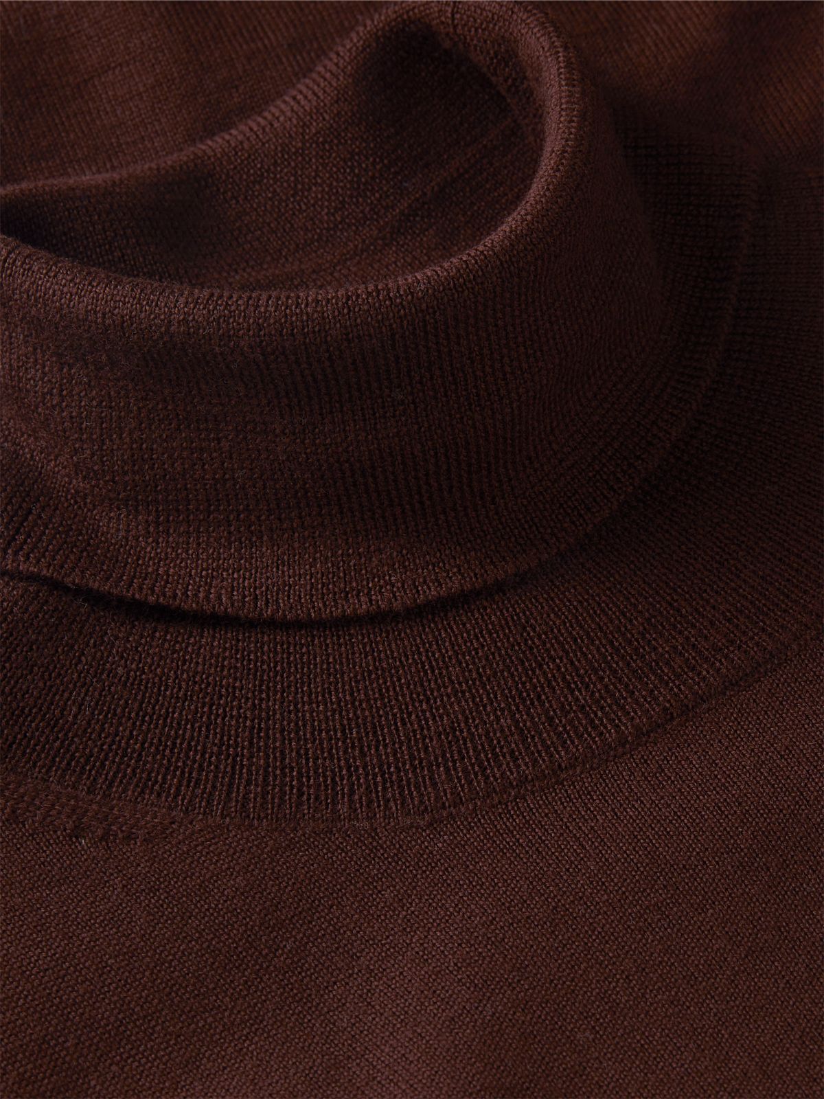Pure Wool Slim Turtleneck Jumper — Brown