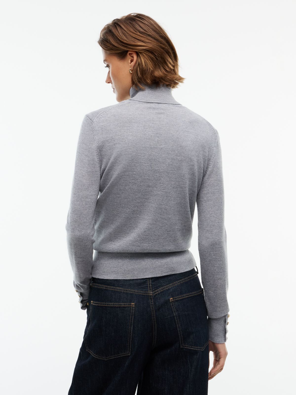 Pure Wool Slim Turtleneck Jumper — Grey