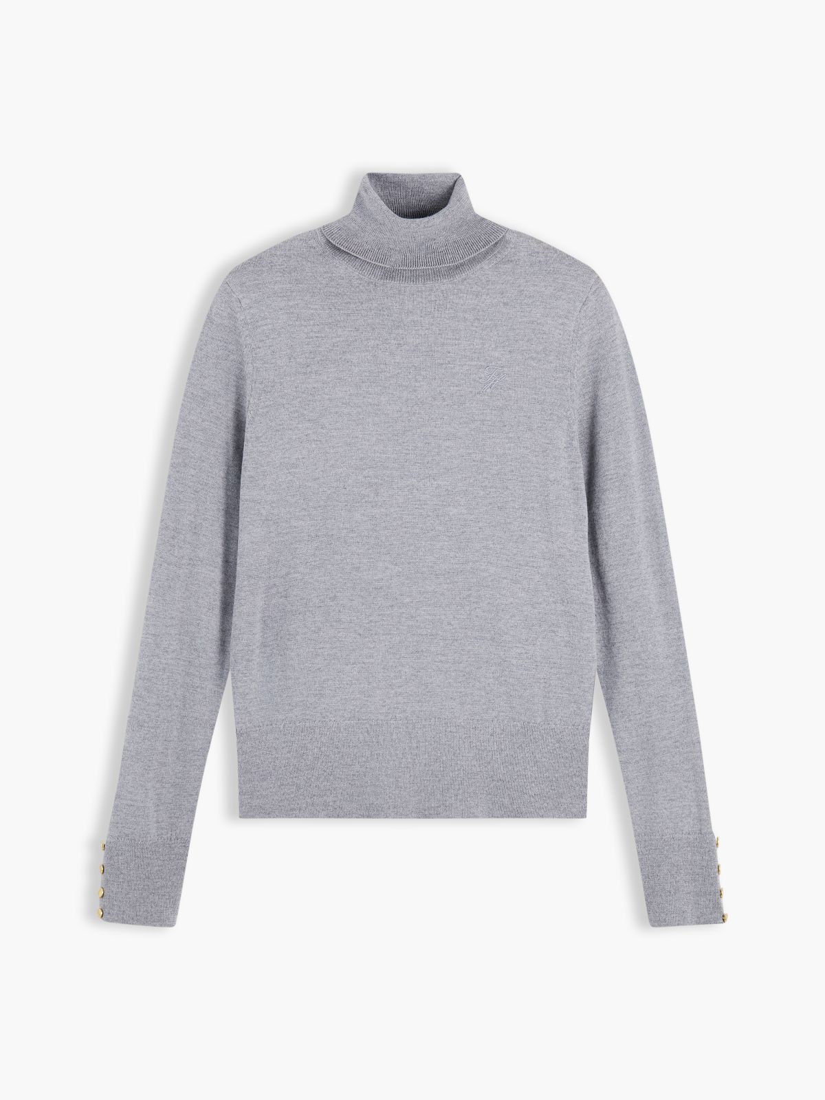Pure Wool Slim Turtleneck Jumper — Grey