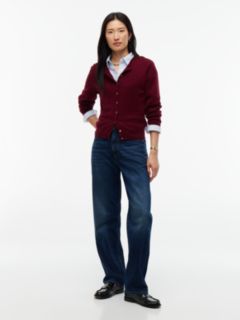 Pure Wool Gold-Tone Button Cardigan — Purple 2