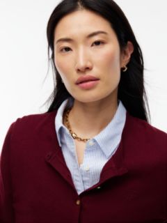 Pure Wool Gold-Tone Button Cardigan — Purple 3