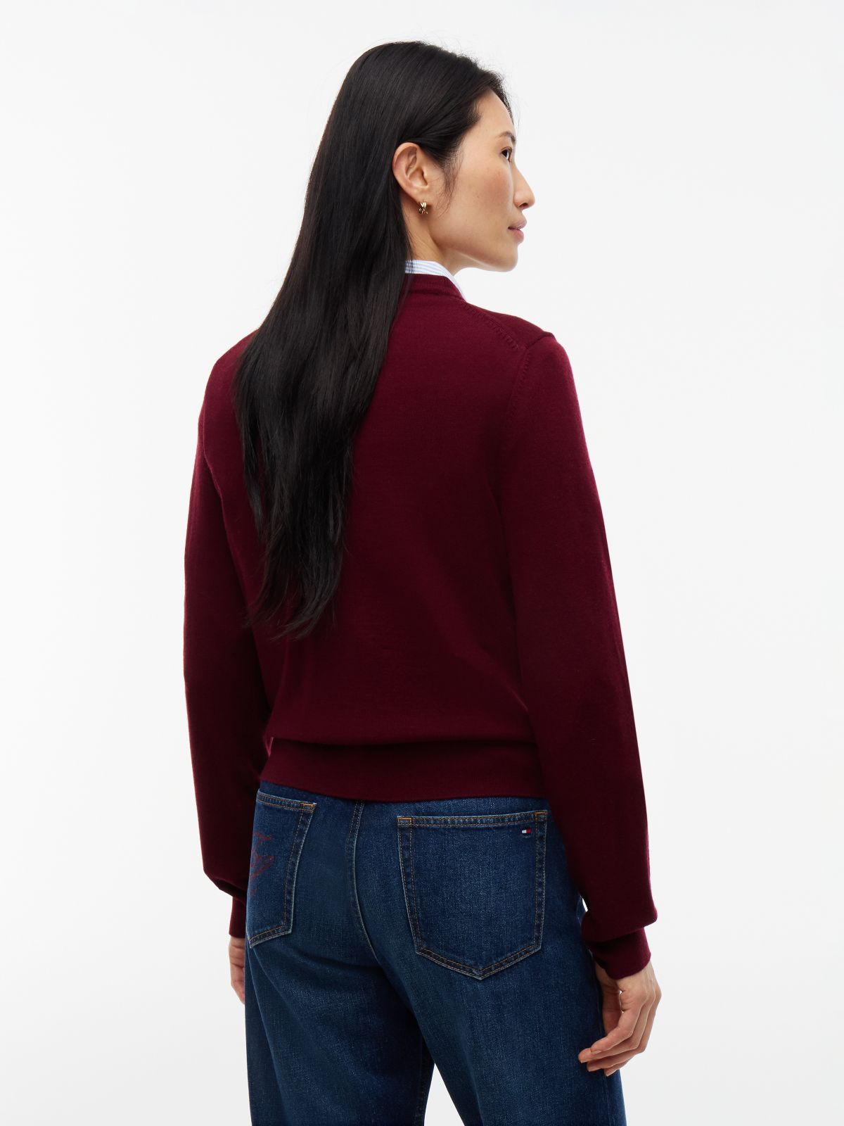 Pure Wool Gold-Tone Button Cardigan — Purple