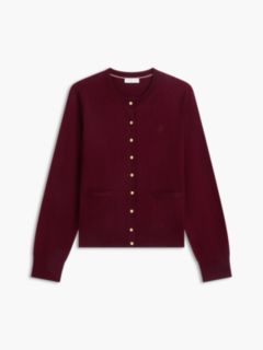 Pure Wool Gold-Tone Button Cardigan — Purple 5