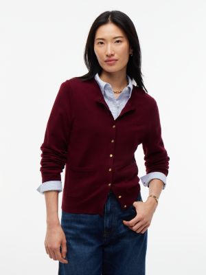 purple pure wool gold-tone button cardigan for women tommy hilfiger