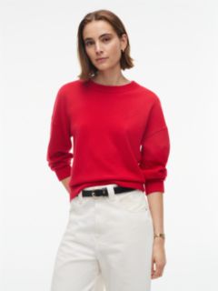 Pure Cashmere Relaxed Crew Neck Jumper — Red 1