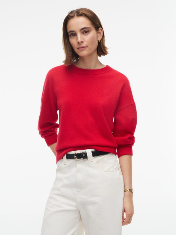 Pure Cashmere Relaxed Crew Neck Jumper — Red