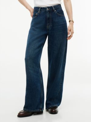 blue nola low rise straight whiskered jeans for women tommy hilfiger