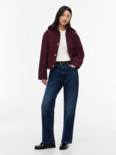 Crest Embroidery Square Quilted Hooded Jacket — Red 2