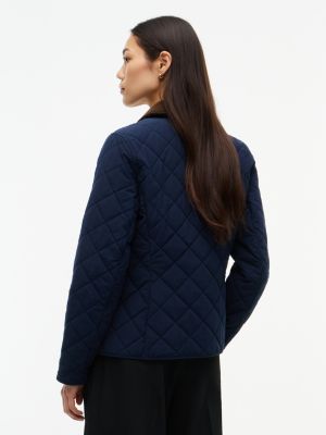blue padded diamond quilted slim jacket for women tommy hilfiger