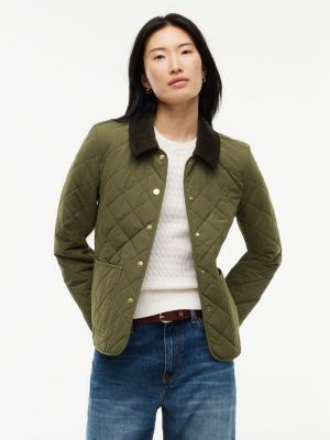 green padded diamond quilted slim jacket for women tommy hilfiger