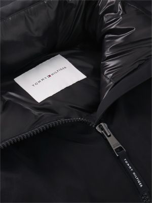 black shiny water repellent down hooded parka for women tommy hilfiger
