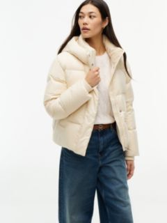 Logo Embroidery Water Repellent Down Jacket — Beige 5