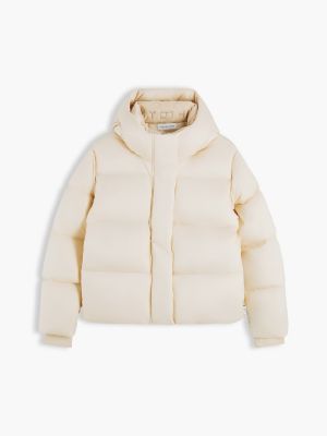 doudoune déperlante à logo brodé beige pour femmes tommy hilfiger