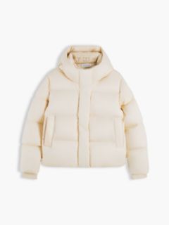 Logo Embroidery Water Repellent Down Jacket — Beige 7