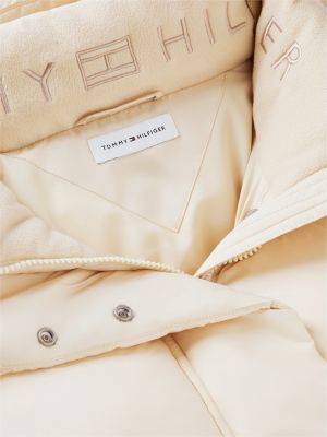 doudoune déperlante à logo brodé beige pour femmes tommy hilfiger
