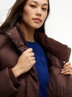 Logo Embroidery Water Repellent Down Jacket — Brown 4