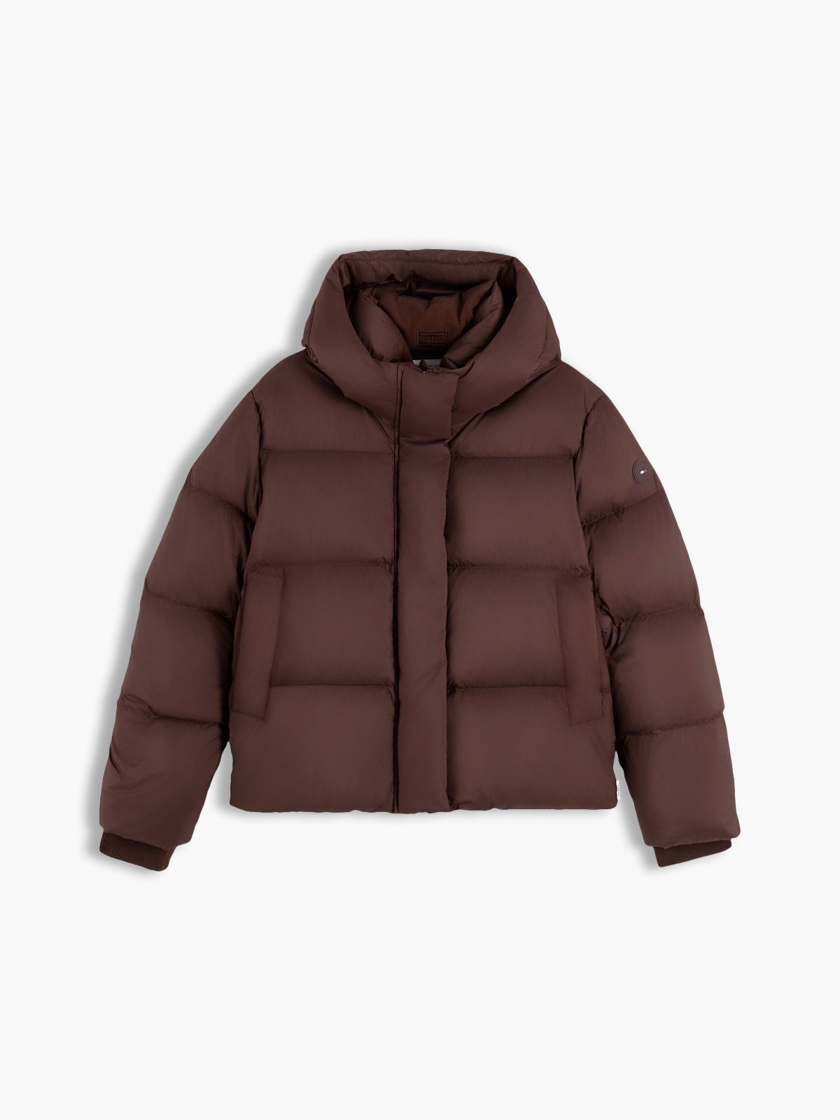 Logo Embroidery Water Repellent Down Jacket — Brown