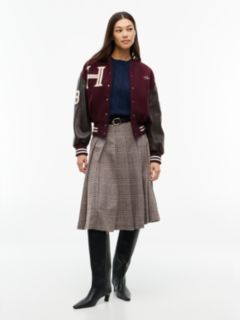 Manteco Wool Blend Leather Varsity Jacket — Red 2