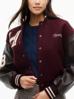 Manteco Wool Blend Leather Varsity Jacket — Red 4