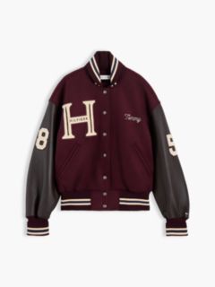 Manteco Wool Blend Leather Varsity Jacket — Red 7