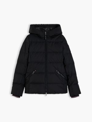 schwarz slim fit jacke mit kapuze für damen - tommy hilfiger