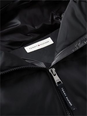 schwarz slim fit jacke mit kapuze für damen - tommy hilfiger