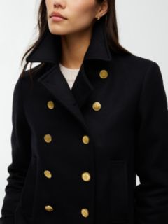 Manteco Wool Blend Slim Peacoat Jacket — Black 4
