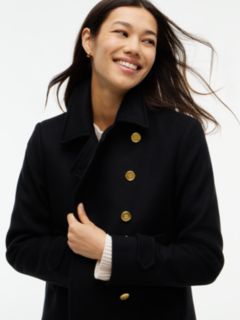 Manteco Wool Blend Slim Peacoat Jacket — Black 5