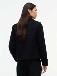 Manteco Wool Blend Slim Peacoat Jacket — Black 6