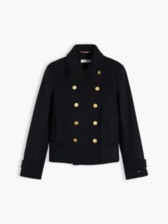 Manteco Wool Blend Slim Peacoat Jacket — Black 7
