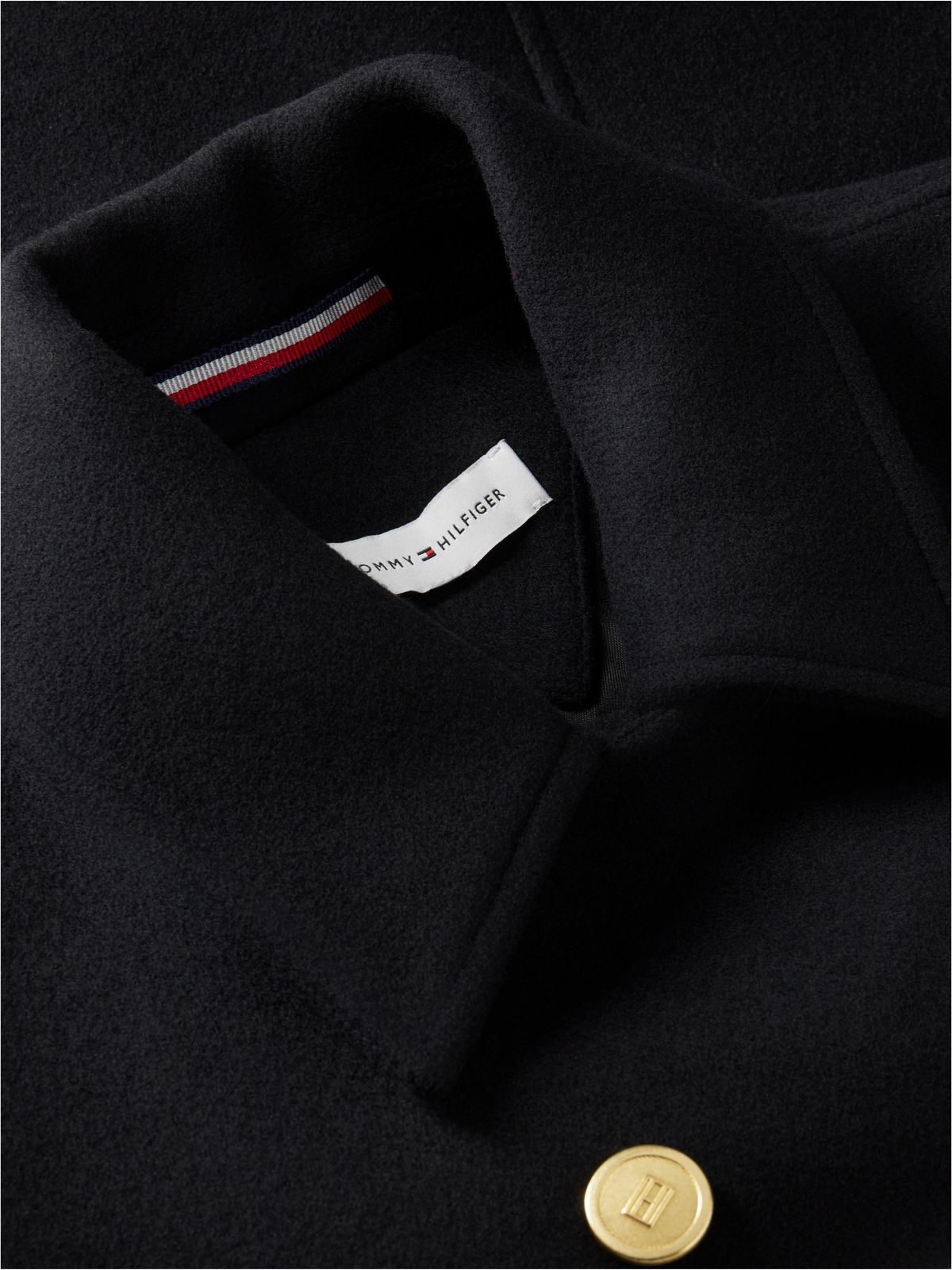 Manteco Wool Blend Slim Peacoat Jacket — Black