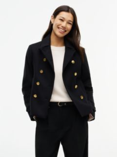 Manteco Wool Blend Slim Peacoat Jacket — Black 1