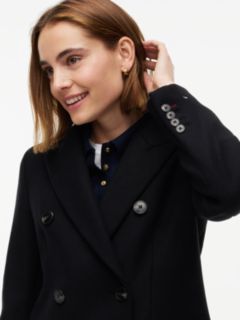 Manteco Wool Blend Slim Double Breasted Longline Coat — Black 2