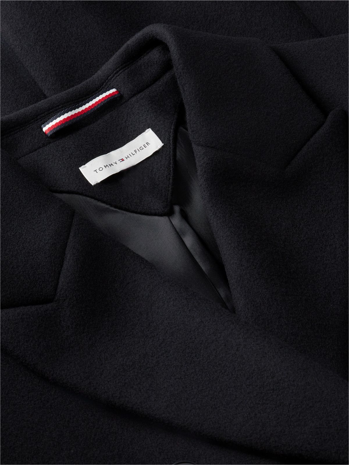 Manteco Wool Blend Slim Double Breasted Longline Coat — Black