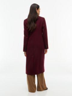 Manteco Wool Blend Slim Double Breasted Longline Coat — Red 6