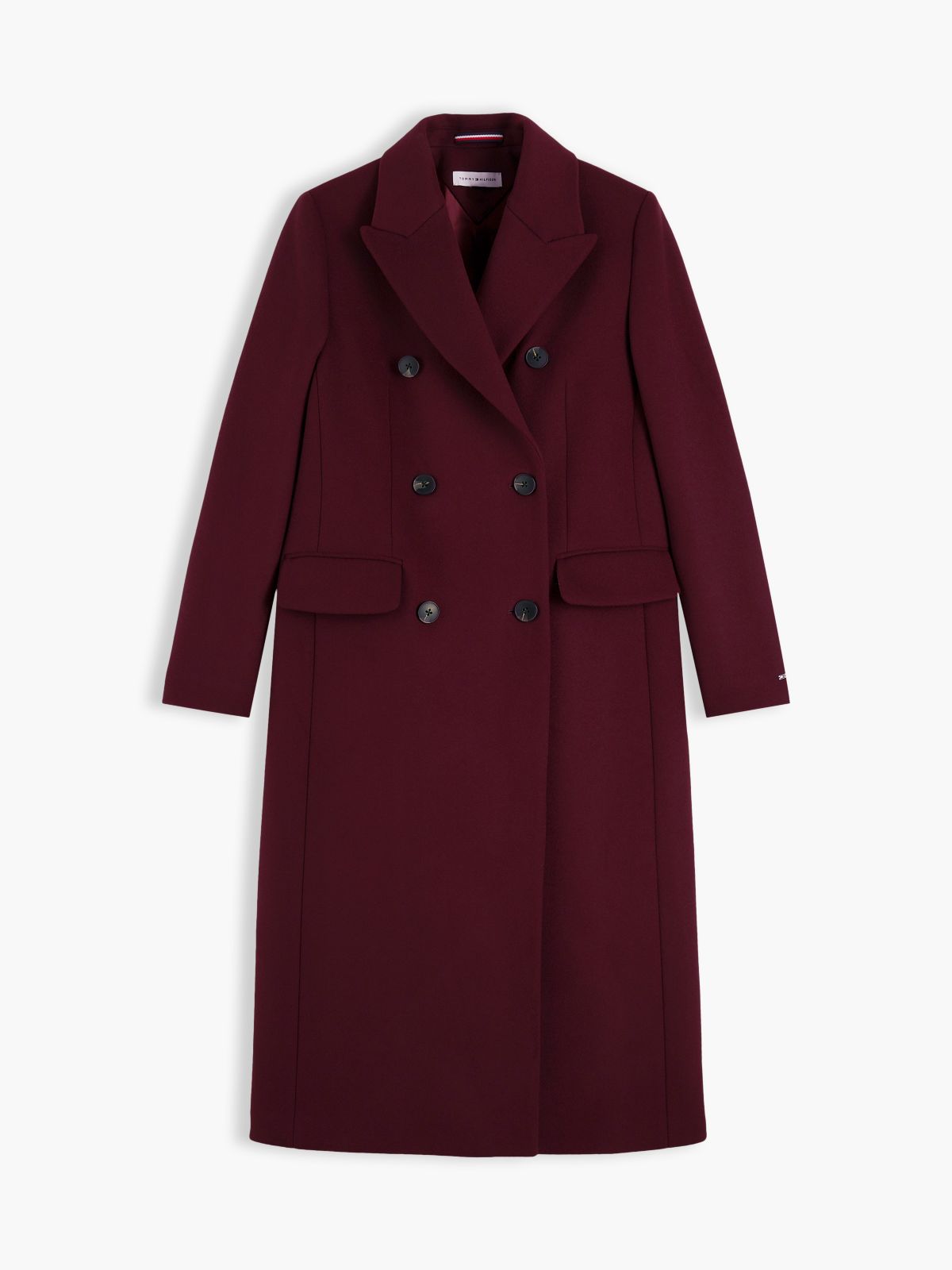 Manteco Wool Blend Slim Double Breasted Longline Coat — Red
