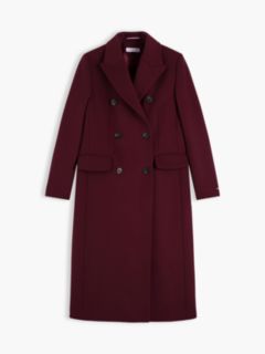 Manteco Wool Blend Slim Double Breasted Longline Coat — Red 7
