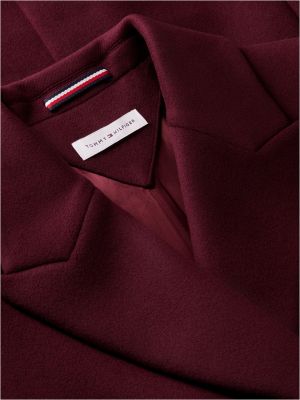 manteau long slim croisé en laine manteco mélangée rouge pour femmes tommy hilfiger