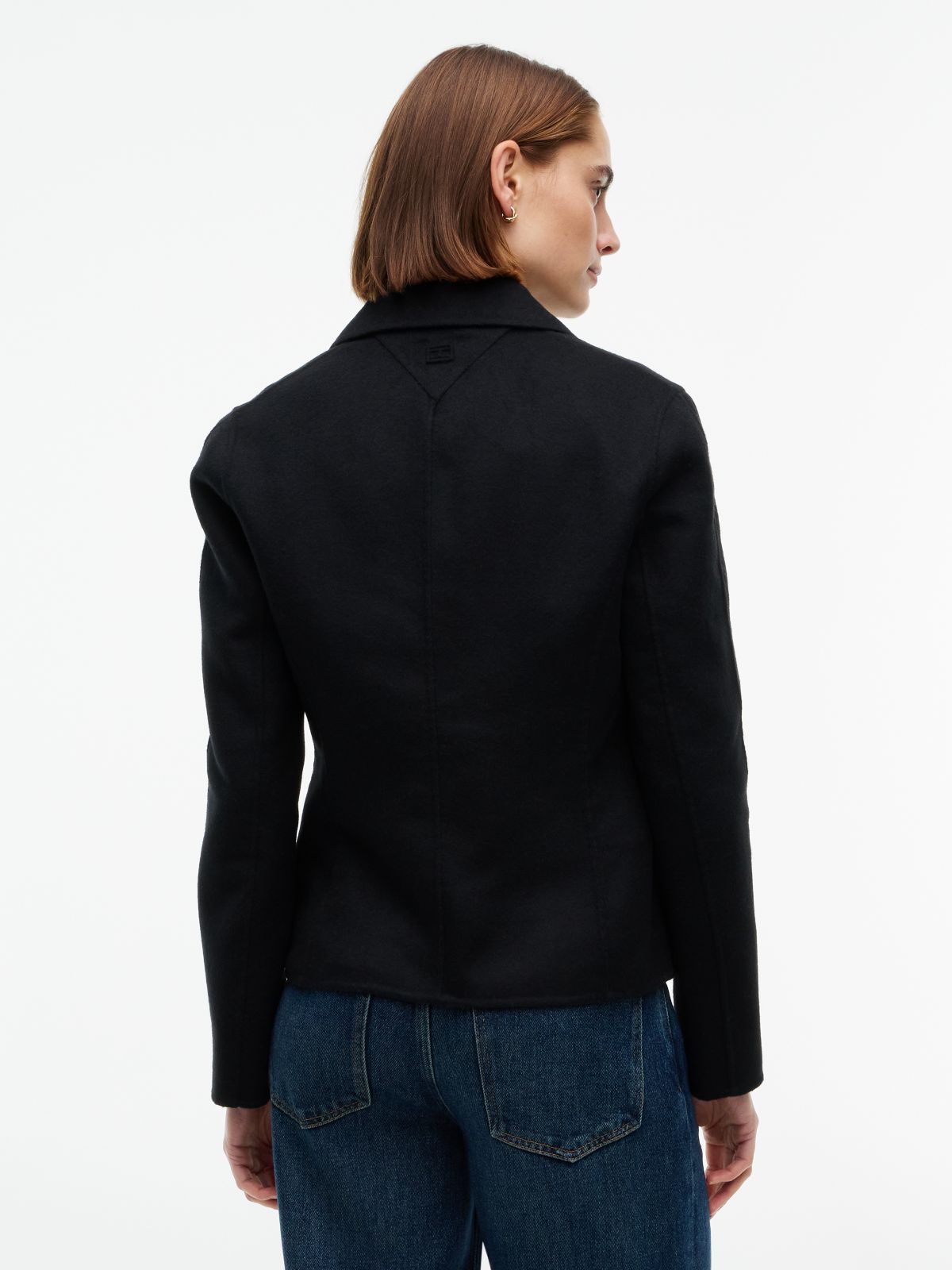 Wool Blend Slim Single Breasted Jacket — Black