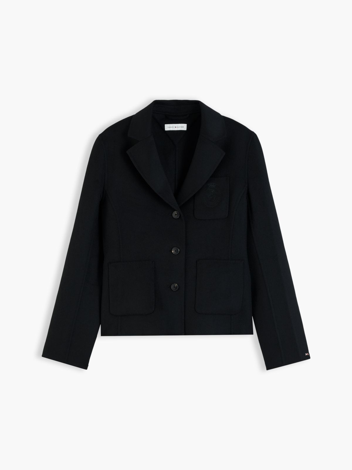 Wool Blend Slim Single Breasted Jacket — Black