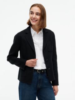 Wool Blend Slim Single Breasted Jacket — Black 1