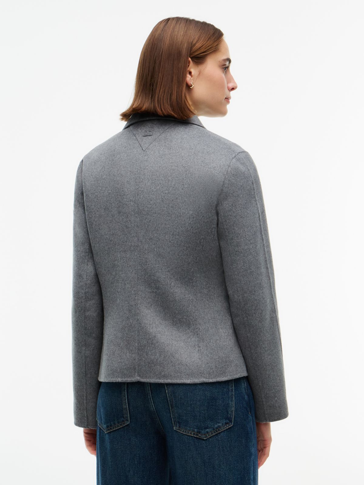 Wool Blend Slim Single Breasted Jacket — Grey