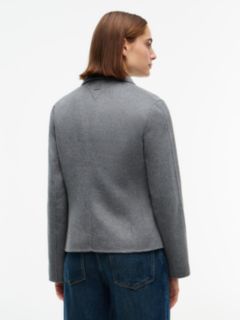 Wool Blend Slim Single Breasted Jacket — Grey 4