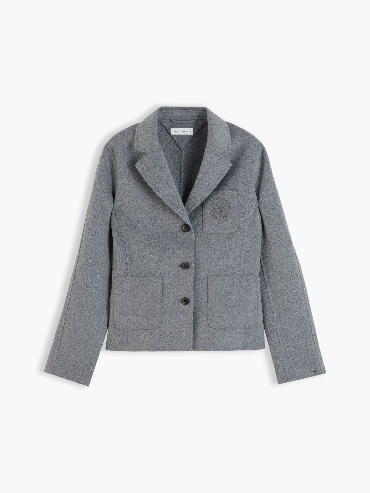 Wool Blend Slim Single Breasted Jacket — Grey
