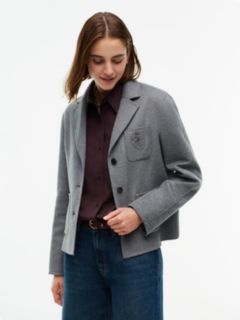 Wool Blend Slim Single Breasted Jacket — Grey 1